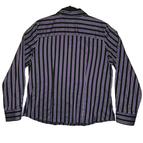 Westbound Wrinkle-Free Pinstripe Button Shirt Woman's Size 14 Shirt Purple Black - Picture 7 of 7